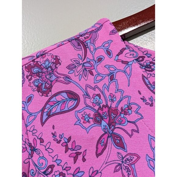 J. Jill Wearever Collection Stretch Knit Dress Petite Paisley Purple Pockets L P - Picture 15 of 16